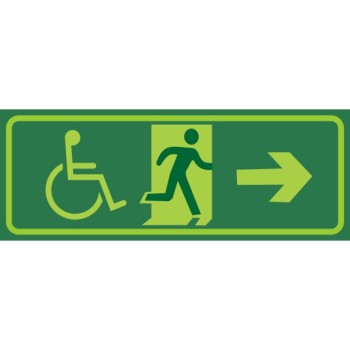Pictogramas de Saída de emergência á direita adaptada para deficientes físicos